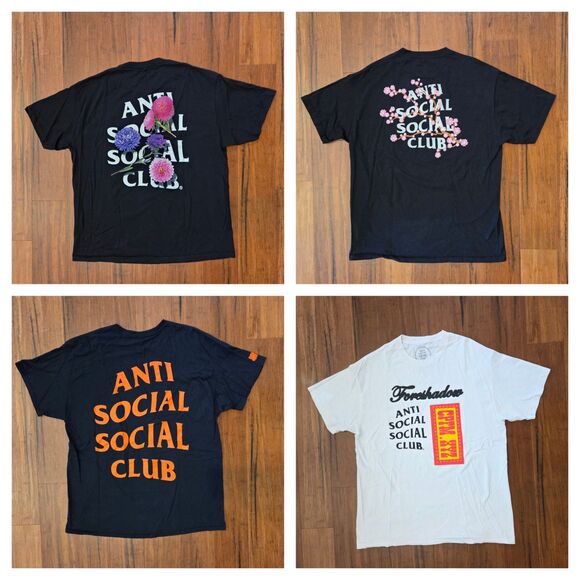 Anti Social Social Club 4 Shirt Lot XL CPFM Cherry Blossom Broken Vase Paranoid - Picture 1 of 8